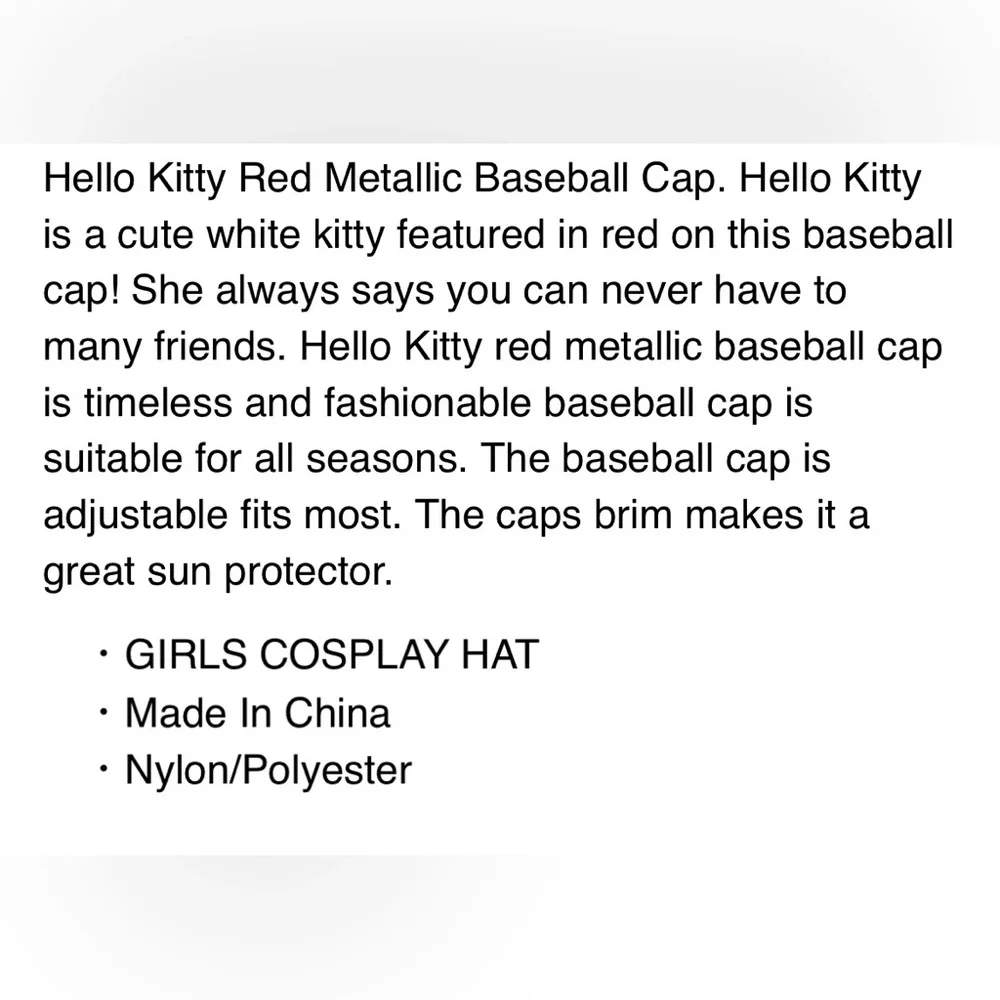 Hello Kitty Red Metallic Trucker Hat NWT Adjustable‎ Glitter Baseball Cap